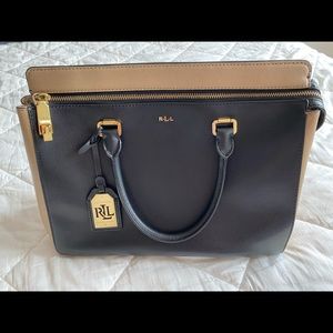Ralph Lauren black, tan and gold bag.
